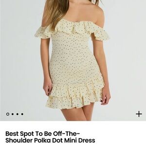 Windsor cream polka dot shirred dress
